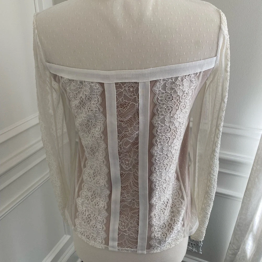 BCBG MaxAzria Addyson Blocked Lace Blouse - Picture 3 of 9
